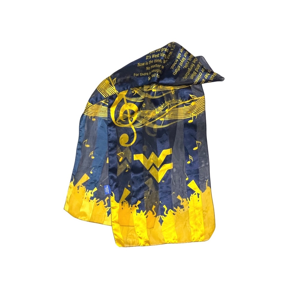 West Virginia Mountaineers Hail to WVU Lyrics Scarf Navy Gold Lightweight